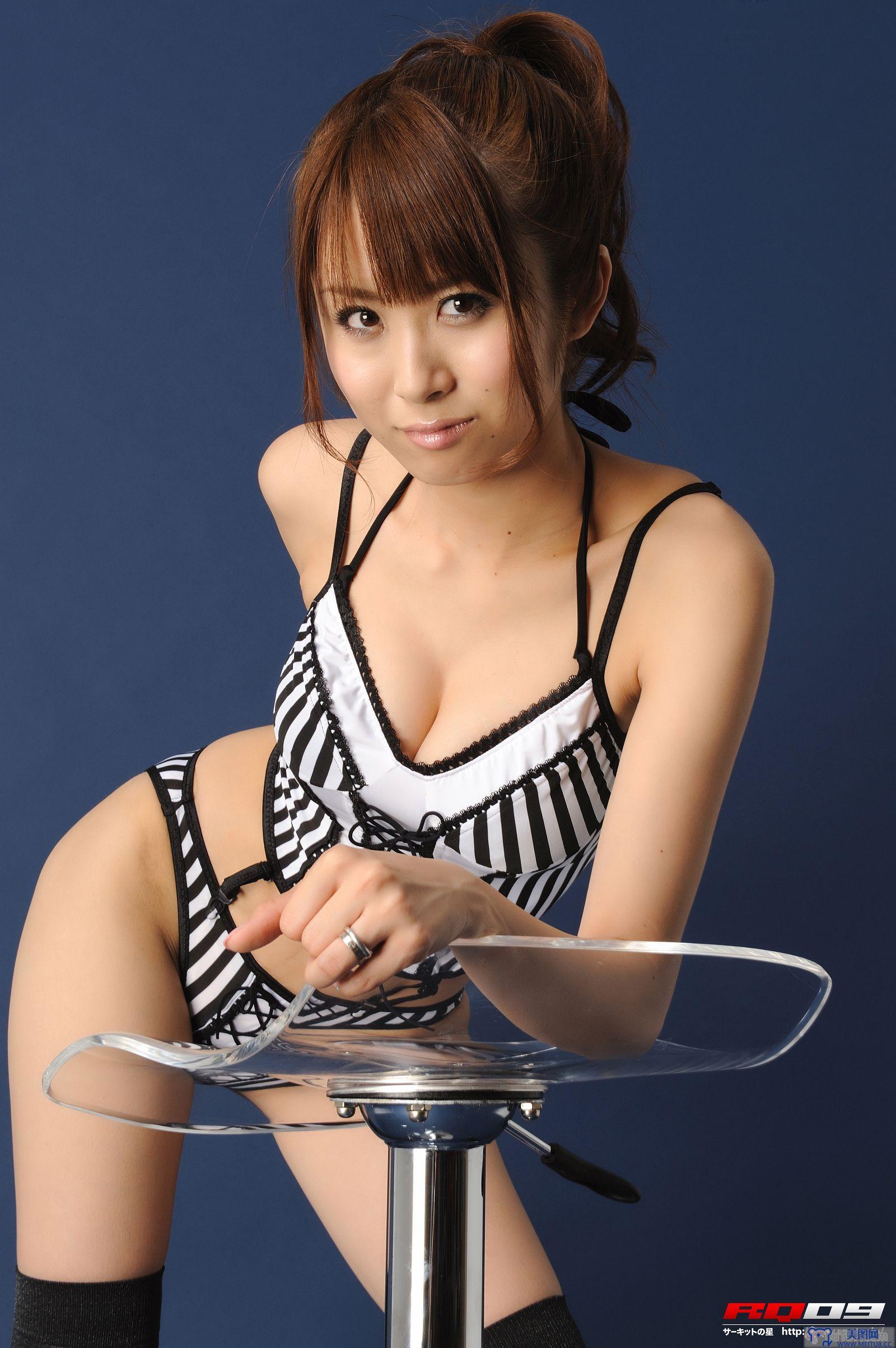 [RQ-STAR美女] NO.0134 Saori Agatsuma 我妻さおり Swim Suits – Black x White