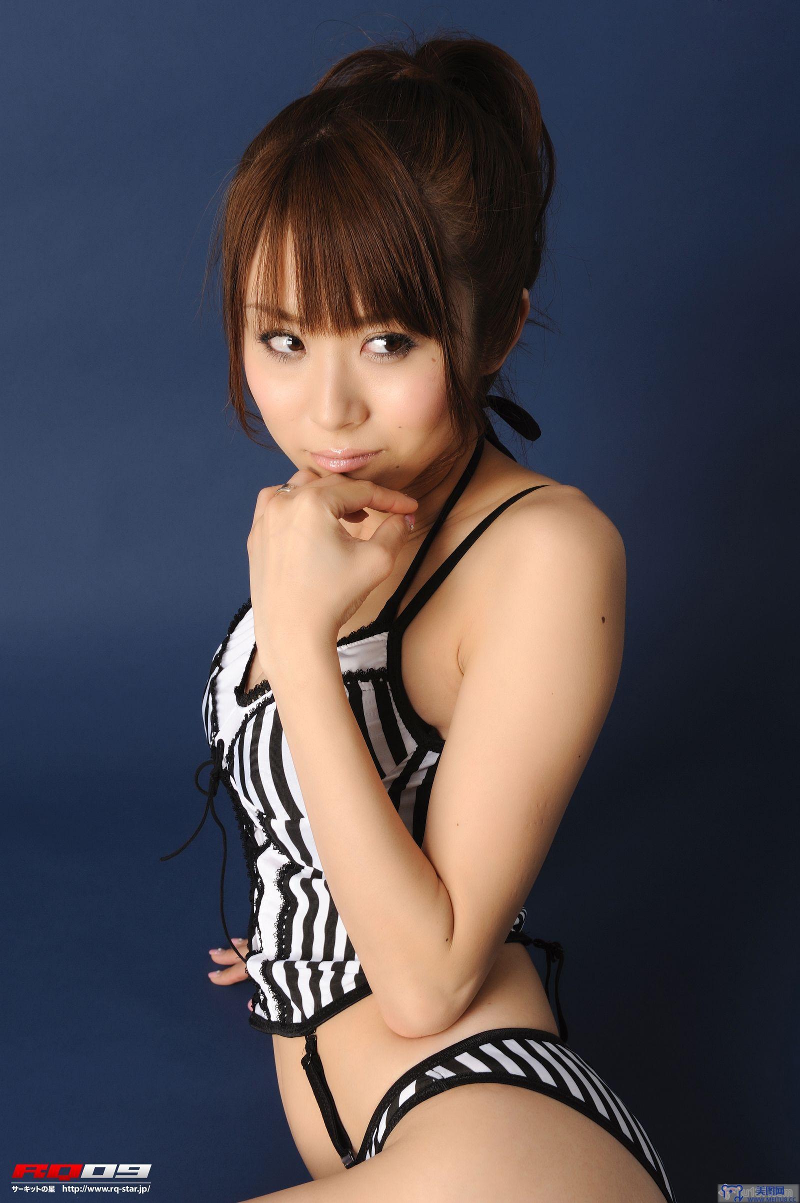 [RQ-STAR美女] NO.0134 Saori Agatsuma 我妻さおり Swim Suits – Black x White