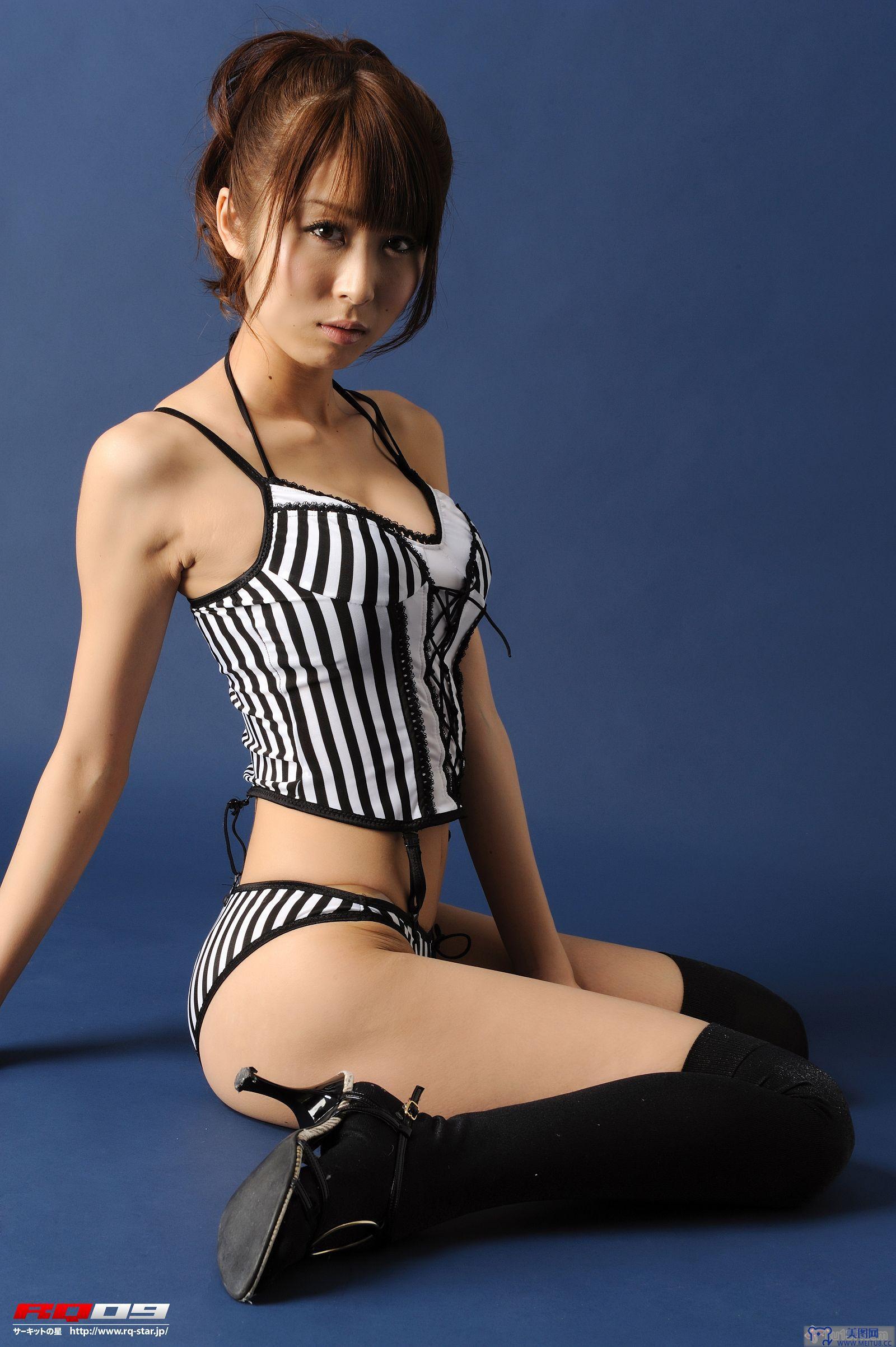 [RQ-STAR美女] NO.0134 Saori Agatsuma 我妻さおり Swim Suits – Black x White