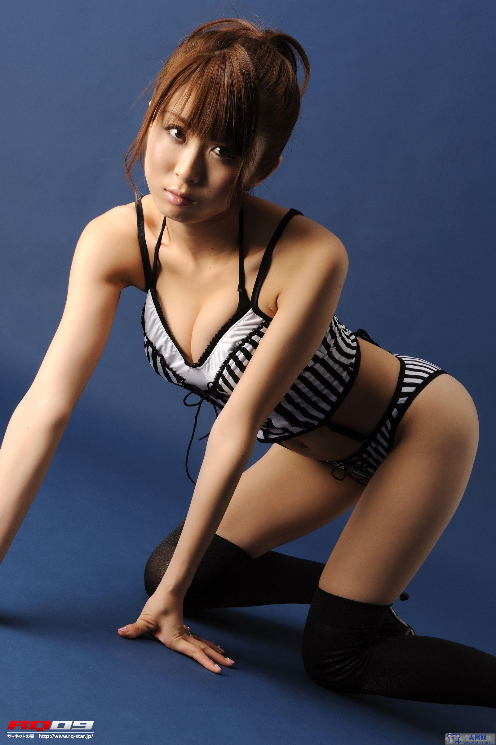 [RQ-STAR美女] NO.0134 Saori Agatsuma 我妻さおり Swim Suits – Black x White