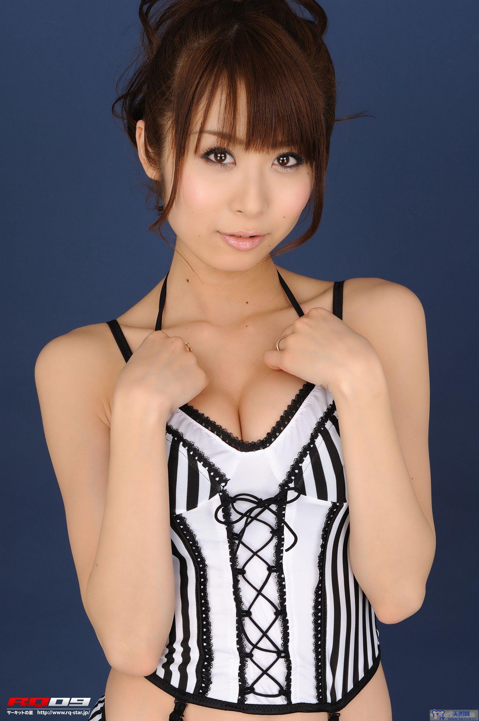 [RQ-STAR美女] NO.0134 Saori Agatsuma 我妻さおり Swim Suits – Black x White