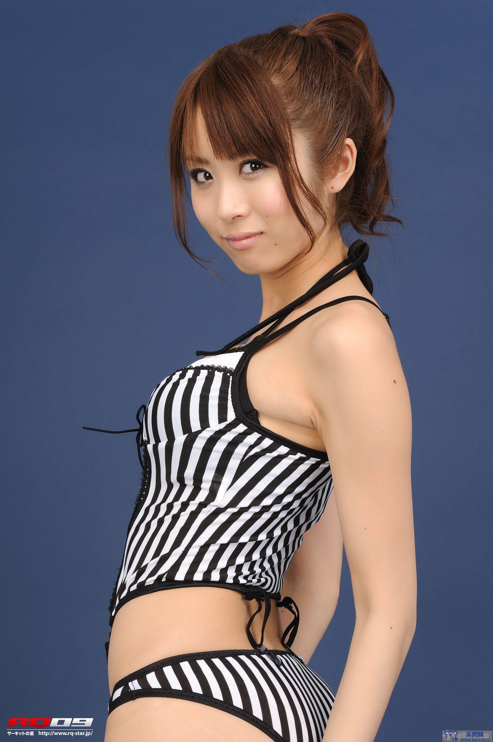 [RQ-STAR美女] NO.0134 Saori Agatsuma 我妻さおり Swim Suits – Black x White