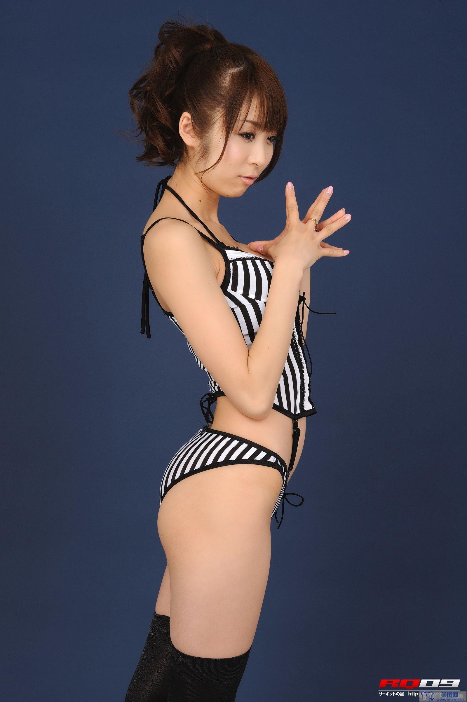 [RQ-STAR美女] NO.0134 Saori Agatsuma 我妻さおり Swim Suits – Black x White